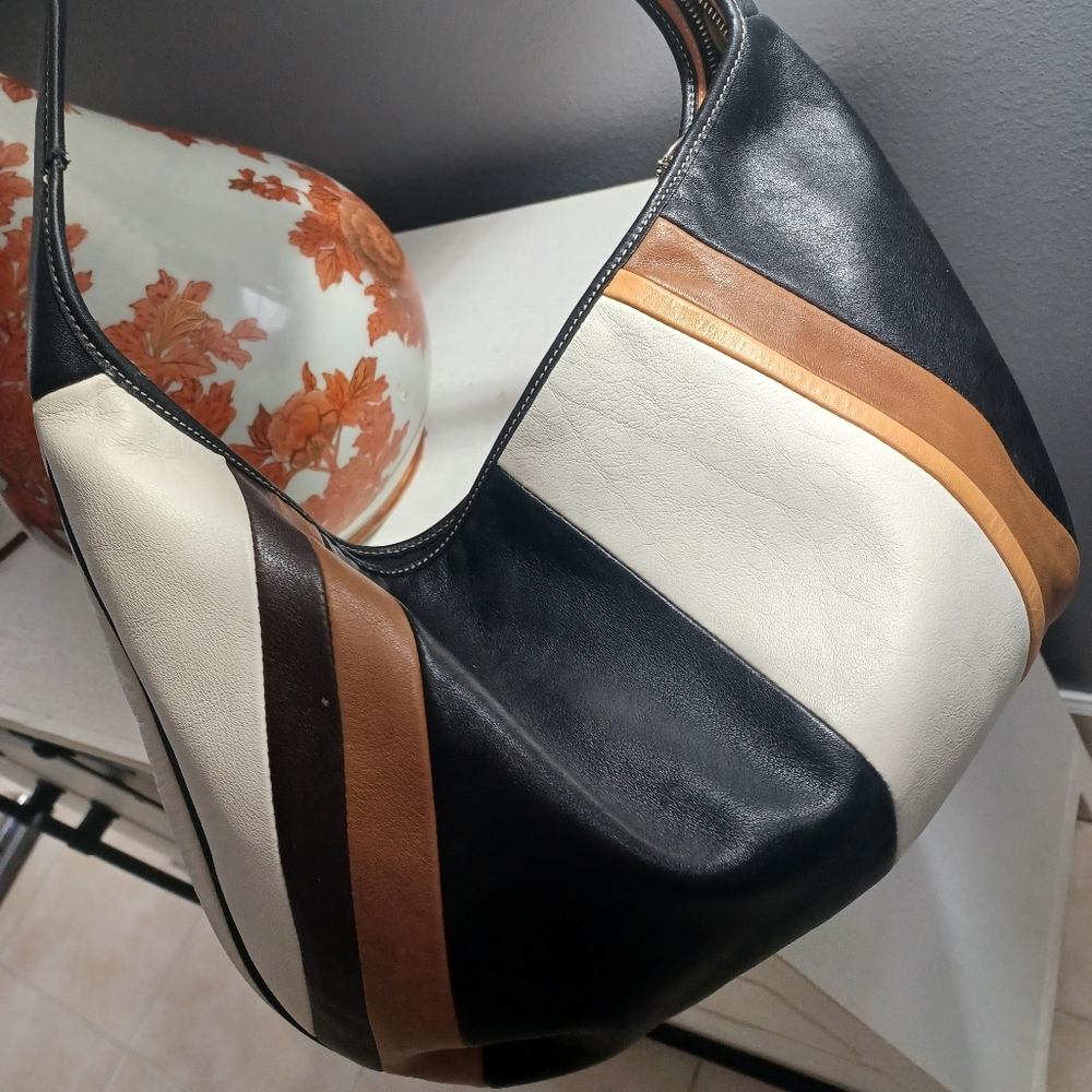 VINTAGE COACH WRISTLET & 15in MATCHED COACH STRIPED HOBO ERGO BAG - Picture 10 of 16